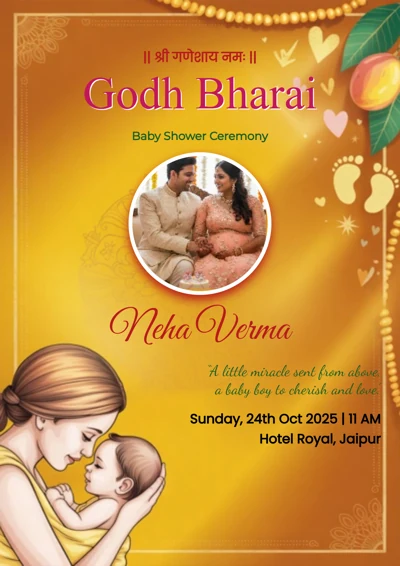 Emotional Mother Hand Baby Shower - Editable Invitation Design