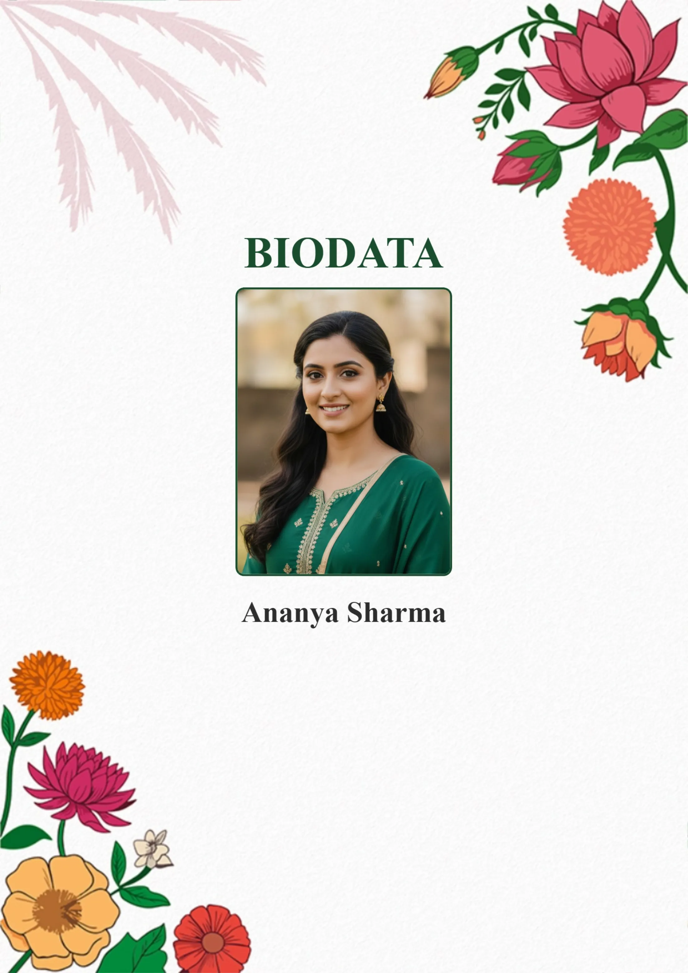Marriage Biodata Format and Design Sample