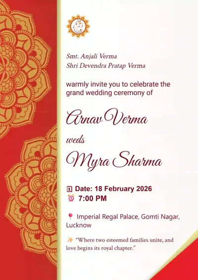 Red & White Classic Wedding - Editable Invitation Design