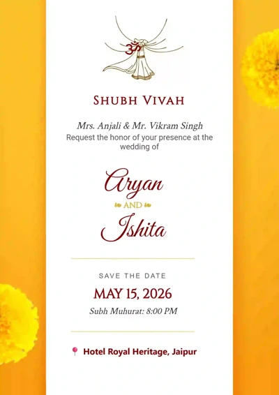 Yellow White Classic Invite - Editable Invitation Design